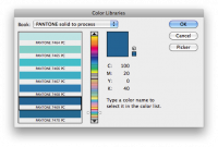 Colour Libraries window in Photoshop
